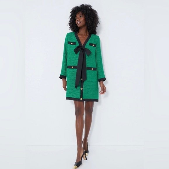 Pomander Place Dresses & Skirts - Tuckernuck Green Coco Tweed Bow Dress